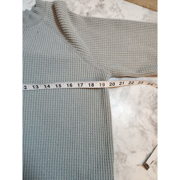Old Navy Women's Blue Gray Long Sleeve Thermal‎ Henley Pullover Sweater Size S - Picture 5 of 6